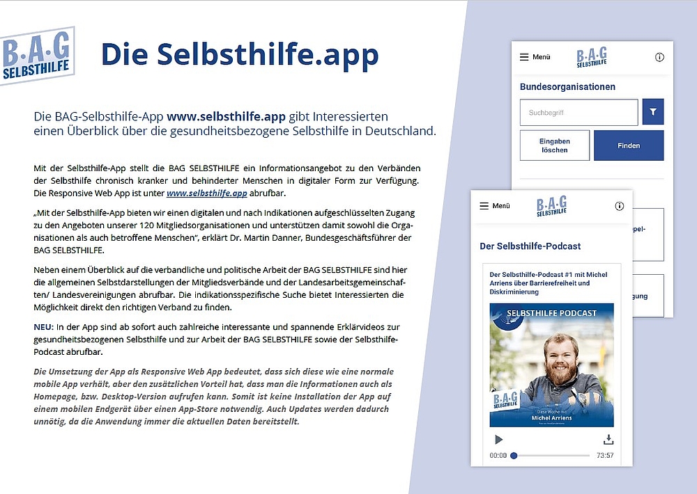 BAG SELBSTHILFE APP Flyer