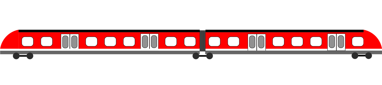 Roter Zug mit Personenwagen