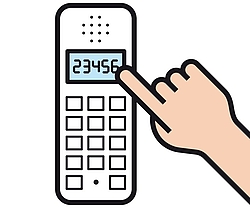 Metacom Symbole / Anette kitzinger Hand wählt auf einem Telefon