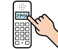 Metacom Symbole / Anette kitzinger Hand wählt auf einem Telefon