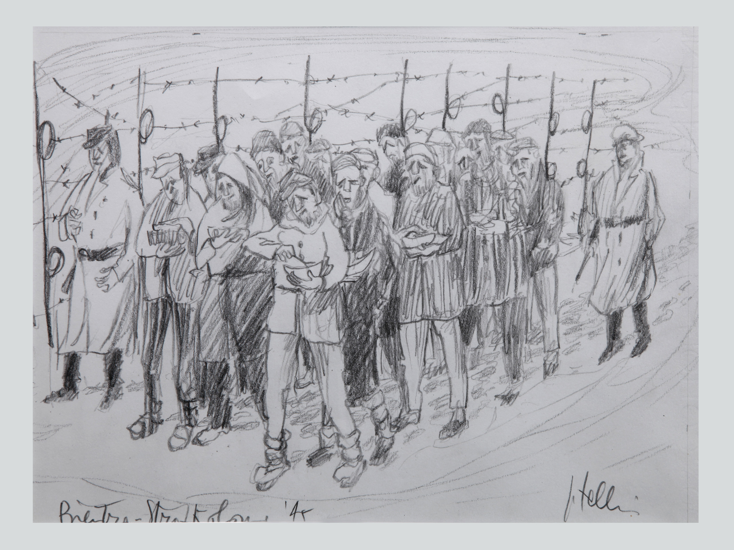 Eine schwarz-weiße Häftlings-Zeichnung von Giovanni Talleri