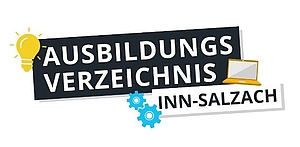 Weißer Schriftzug Ausbildungsverzeichnis Inn-Salzach auf schwarzem Hintergrund.  