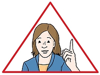 Person mit erhobenem Zeigefinger