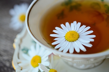 Kamillentee mit Kamillenblüten