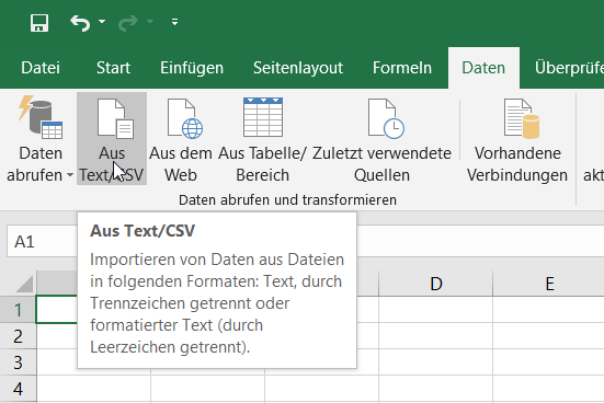 CSV-Datei öffnen