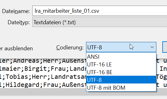 CSV Codierung