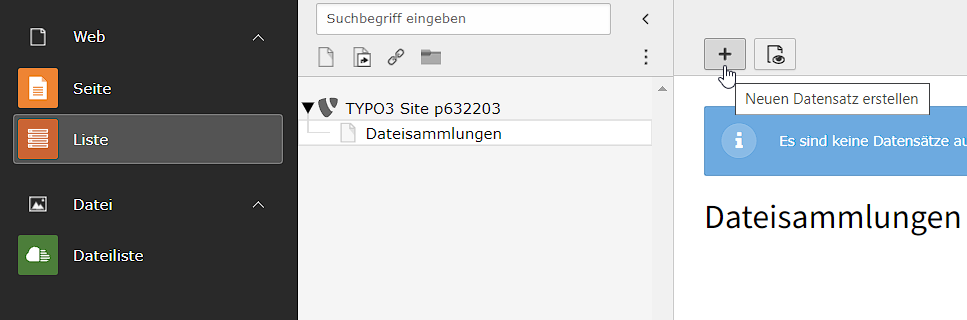 Neuen Datensatz erstellen