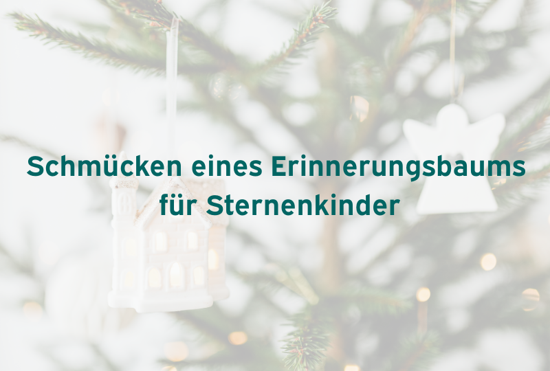 Deckblatt mit der Aufschrift: "Schmücken eines Erinnerungsbaums für Sternenkinder."