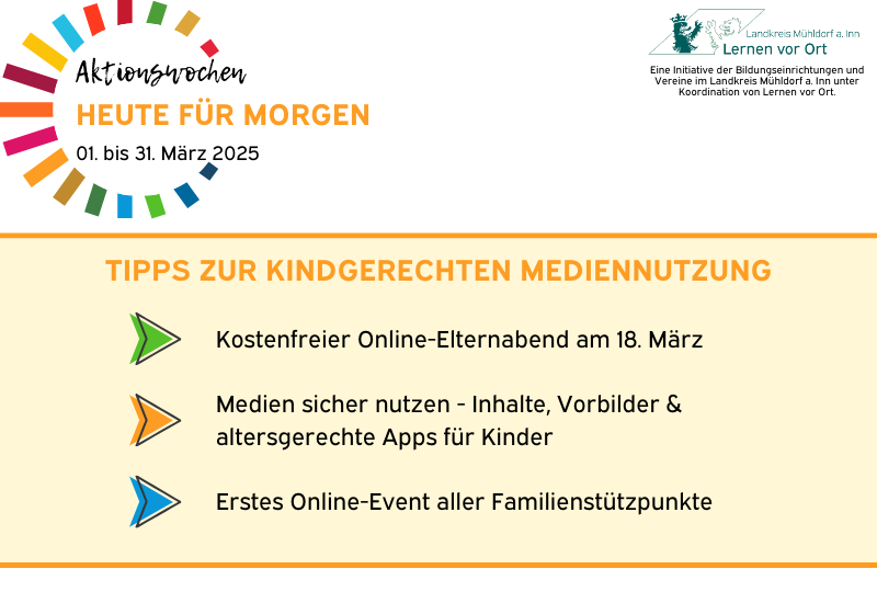 Tipps zur kindgerechten Mediennutzung Kostenfreier Online-Elternabend „Medien im Familienalltag“ am 18. März 2025: 